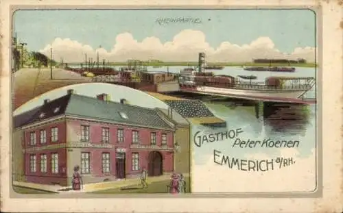 Ak Emmerich am Rhein, Rheinpartie, Gasthof Peter Koenen