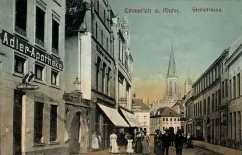 Ak Emmerich am Niederrhein, Steinstraße, Adler Apotheke, Passanten