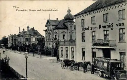 Ak Bad Cleve Kleve am Niederrhein, Emmericher Straße, Automobilstation, Hotel