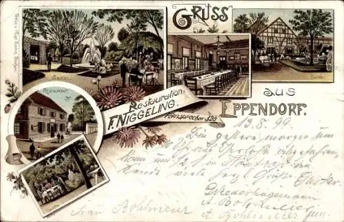 Litho Eppendorf Wattenscheid Bochum im Ruhrgebiet, Restaurant, Garten, Grotte