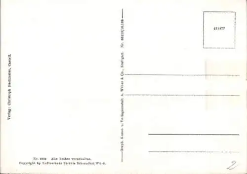 Ak Castell Unterfranken, Totalansicht, Fliegeraufnahme
