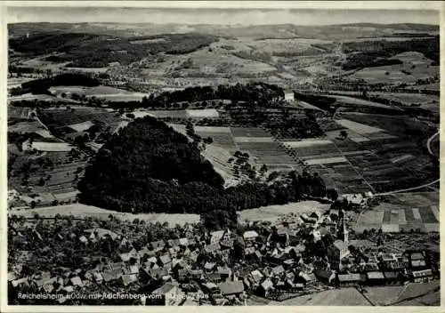 Ak Reichelsheim in der Wetterau Hessen, Reichelsheim i. Odw. mit Reichenberg vom Flugzeug aus