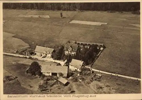 Ak Schömberg im Zollernalbkreis, Fliegeraufnahme, Sanatorium Kurhaus Waldeck, Inh.: J. Brustmann