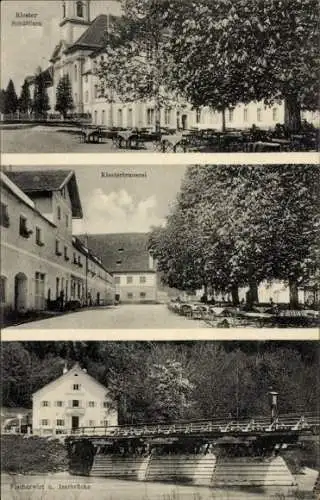 Ak Schäftlarn Oberbayern, Kloster Schäftlarn, Klosterbrauerei, Fischerwirt, Isarbrücke