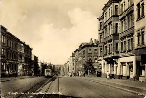 Ak Halle an der Saale, Ludwig-Wucherer-Straße, Straßenbahn