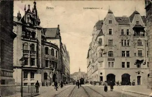 Ak Brno Brünn Südmähren, Lichtensteinová ul, Straßenbahn