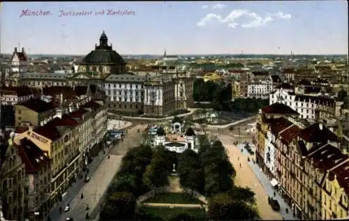 Ak München, Teilansicht, Justizpalast, Karlsplatz