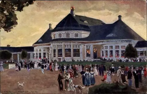 Künstler Ak Bergen, Claus, München Bayern, Gewerbeausstellung, Hauptrestaurant im Ausstellungspark