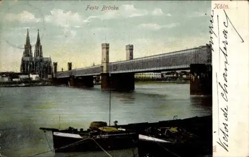 Ak Köln am Rhein, Feste Brücke, Dom