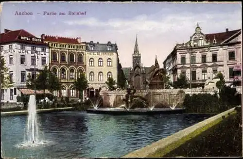 Ak Aachen, Partie am Bahnhof, Hotel Düren, Hotel de Verviers