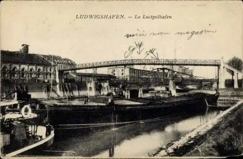 Ak Ludwigshafen am Rhein, le Luitpolhafen, Schiff