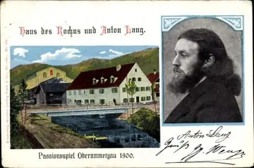 Ak Oberammergau in Oberbayern, Haus des Rochus und Anton Lang, Passionsspiel 1900