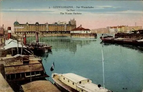 Ak Ludwigshafen am Rhein, Winterhafen