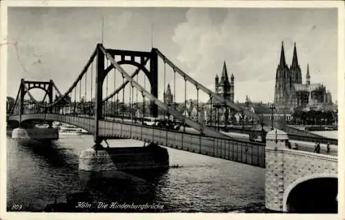 Ak Köln am Rhein, Teilansicht, Dom, Hindenburgbrücke