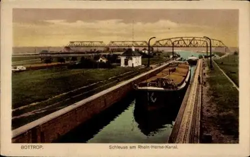 Ak Bottrop, Schleuse am Rhein Herne Kanal