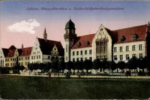 Ak Koblenz am Rhein, Oberpostdirektion, Kaiser Wilhelm Realgymnasium