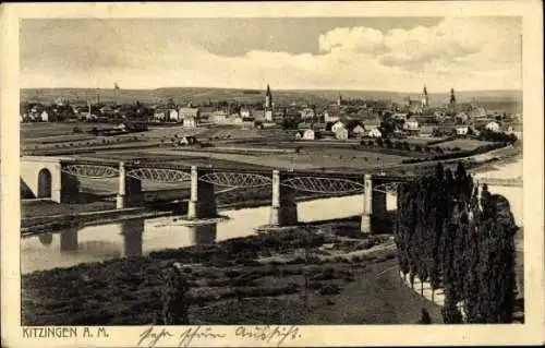 Ak Kitzingen a. Main, Blick auf eine Brücke,Ortsansicht