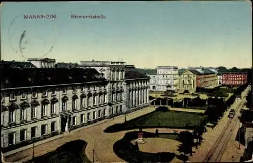 Ak Universitätsstadt Mannheim, Straßenbahn in der Bismarckstraße