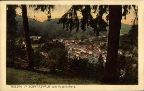 Ak Triberg im Schwarzwald, Ortschaft vom Kapellenberg gesehen