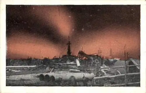 Ak Hamburg Bergedorf Neuengamme, Erdgasquelle, in Brand geraten 4.11.1910