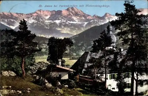 Ak Garmisch Partenkirchen in Oberbayern, St Anton mit Wettersteingebirge, Purger 6069