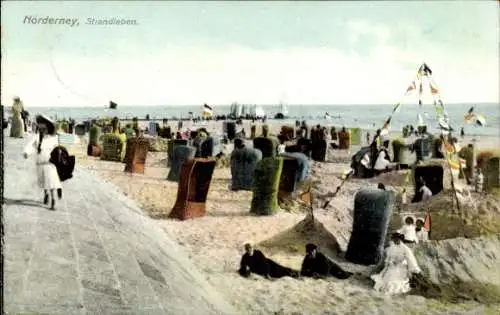 Ak Norderney in Ostfriesland, Strandleben, Strandkörbe, Nordsee