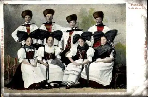 Ak Hanau am Main, Gruppenbild in Volkstracht