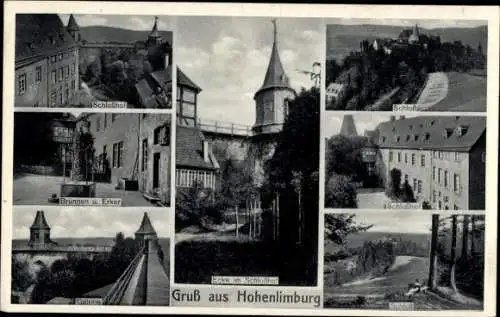 Ak Hohenlimburg Hagen, Schloßhof, Brunnen, Galerie