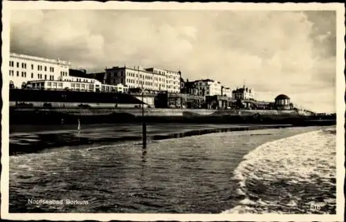 Ak Insel Borkum Ostfriesland, Strandpartie, Strandhalle, Hotels