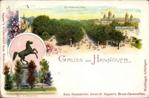 Litho Hannover in Niedersachsen, Sachsenross, Promenade, Herrenhauser Allee