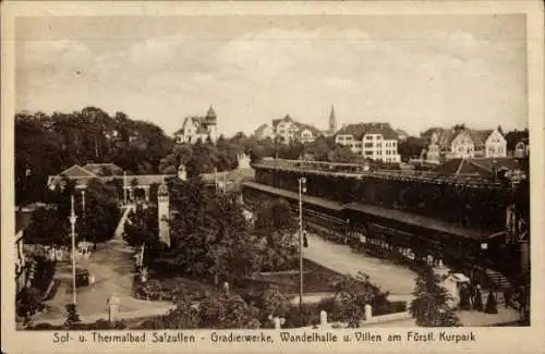 Ak Bad Salzuflen im Kreis Lippe, Gradierwerke, Wandelhalle, Villen, Fürstlicher Kurpark