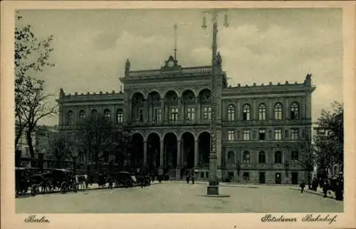 Ak Berlin Tiergarten, Potsdamer Bahnhof, Vorplatz, Kutschen