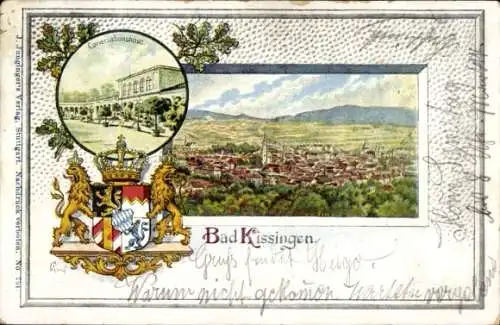 Präge Wappen Litho Bad Kissingen Unterfranken Bayern, Konversationshaus, Totalansicht