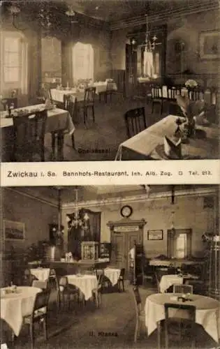 Ak Zwickau in Sachsen, Bahnhofs-Restaurant, Speisesaal, II. Klasse