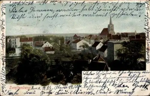 Ak Senftenberg in der Niederlausitz, Teilansicht der Stadt, Kirche