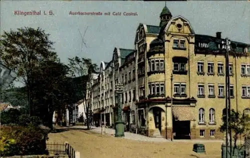 Ak Klingenthal im Vogtland Sachsen, Auerbacher Straße, Cafe Central