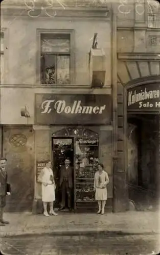 Foto Ak Magdeburg, Schmuckgeschäft F. Volkmer, Uhren, Trauringe, Kolonialwarenhandlung Salo H.