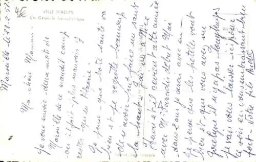 Ak Dampfer Ville d'Alger, CGT, French Line, Paquebot