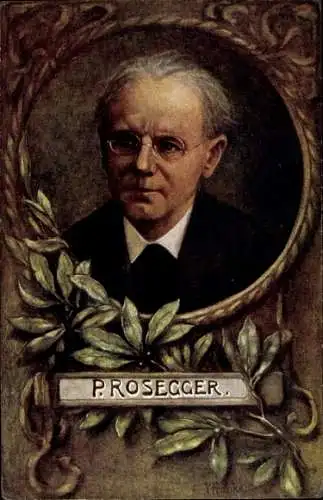 Künstler Ak Franke, Schriftsteller Peter Rosegger, Portrait