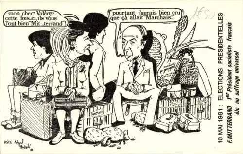 Künstler Ak Francois Mitterand 1er Président socialiste francaise, 1981, Karikatur