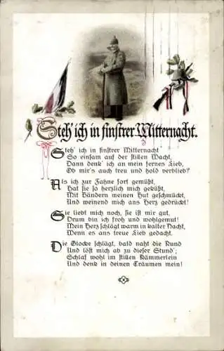 Gedicht Ak Steh' ich in finstrer Mitternacht, deutscher Soldat