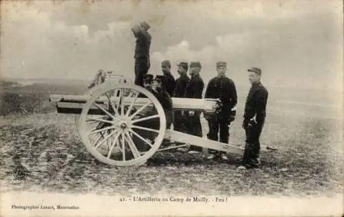 Ak Camp de Mailly Aube, L'Artillerie, Feu, französisches Geschütz