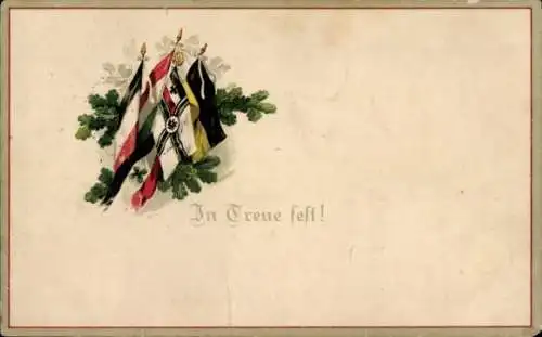 Ak Glückwunsch Namenstag, Fahnen, Eichenlaub, Kriegsflagge, I. WK