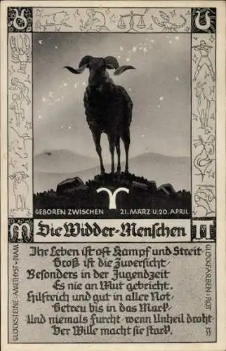 Ak Sternzeichen Widder, Aries, 21. März bis 20. April