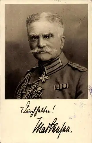 Ak Generalfeldmarschall August von Mackensen, Portrait, Durchhalten!, Rotes Kreuz