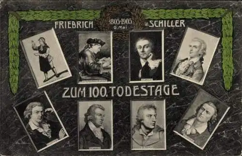 Ak Schriftsteller Friedrich von Schiller, Zum 100. Todestag 1905, Portrait