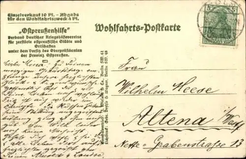 Ak Ostpreußischer Kriegsschauplatz, Eine Patrouille sucht Deckung, I. WK