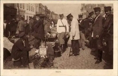 Ak Russische Typen auf einem Marktplatz, Händler