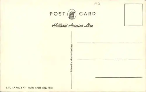 Ak S.S. Andyk, Holland America Line, HAL, Dampfschiff