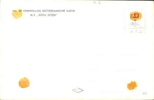 Ak Koninklijke Rotterdamsche Lloyd, KRL, M.S. Kota Inten, Dampfer